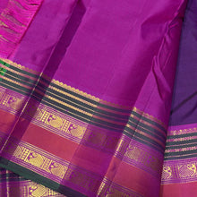 Sahana- Gorgeous Deep Magenta with Pink Handwoven Pure Jari Kanjivaram Silk with Mayil Chakram Buttas woven body with rich borders beautiful pallu and contrast woven blouse