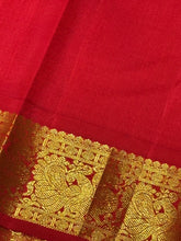 MS Blue with Red Handwoven Korvai Kanjivaram Silk Saree with rich pallu borders beauty