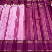 Lotus Pink with Deep Wine Buttas with Rettapet Borders Handwoven Pure Kanjivaram Silk Saree with rich classy pallu and contrast woven blouse beauty
