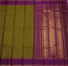 Sahana- Gorgeous Green and Mustard Handwoven Pure Jari Kanjivaram with multichecks kottadi Jari Podikattam with beautiful borders rich pallu and contrast woven wine blouse