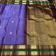 Sahana- Gorgeous December Poo with Coffee Brown Handwoven Pure 2g Jari Kanjivaram Silk with buttas woven body with beautiful borders rich and intricate pallu and contrast woven beautiful blouse