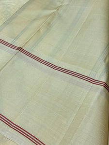 Bottle Green with Offwhite Handwoven Pure Zariless Korvai Kanjivaram Silk Saree with Temple Borders Beauty