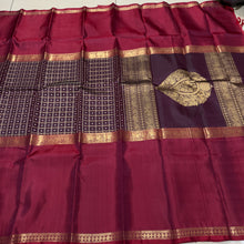 Sahana -Stunning Deep Brown  with Deep Maroonish Brown Handwoven Pure Jari Kanjivaram Silk with Lakshadeepam Mubbagam Style woven beautiful body with long borders rich pallu and self color blouse with maroonish brown borders