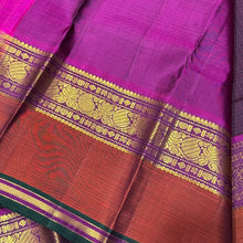 Dark Chocolate Brown with Rust and Deep Magenta Muthukattam Handwoven body with rettapet borders rich pallu and contrast woven blouse beauty