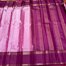Lotus Pink with Deep Wine Buttas with Rettapet Borders Handwoven Pure Kanjivaram Silk Saree with rich classy pallu and contrast woven blouse beauty
