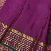 Sahana- Gorgeous Coffee Brown with Dark Magenta Handwoven Pure Jari Kanjivaram Silk with Jari Veldhari woven beautiful body with very beautiful borders with green selvedges rich pallu and contrast woven blouse