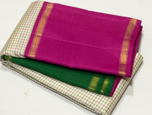 Sarasangi-Gorgeous Offwhite with Ganga Jamuna Korvai Bordered Handwoven Pure Jari Kanjivaram Silk with podikattam woven body with beautiful bodi rettapet borders rich seer pallu and contrast woven blouse