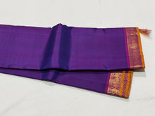 Beautiful Purple with Purplish Magenta Handwoven Pure Kanjivaram Silk Saree with classy borders seer pallu and contrast woven blouse