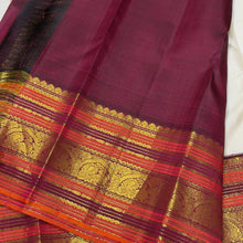 Vaibhogam-Mesmerizing Offwhite with Deep Maroonish Brown Handwoven Pure Jari Korvai Kanjivaram Silk with beautiful buttas gorgeous varisaipet borders rich pallu and contrast woven blouse
