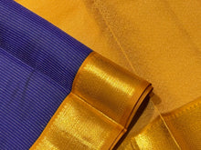 Deep Blue with Mustard Oosi Vanam Handwoven Pure Korvai Kanjivaram Silk Saree with rich borders pallu and contrast woven blouse beauty