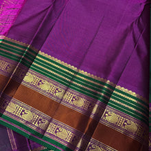 Bottle Green with Deep Wine Buttas Handwoven Pure Jari Kanjivaram Silk Saree with Varisaipet Borders Beauty