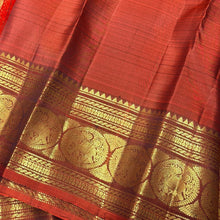 Sahana- Gorgeous Deep Purple with Rust Buttas Handwoven Pure Kanjivaram Silk with beautiful buttas woven body rich borders gorgeous pallu and contrast woven blouse