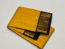 Yellow with Coffee Brown Buttas Korvai Handwoven Pure Kanjivaram Silk Saree Beauty