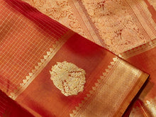 Vintage Weave-Rustic Orange with Jari Oosi Kattam and Gandaberunda and Yazhi motifs woven Borders in a Handwoven Pure Jari Kanjivaram Silk Saree Beauty