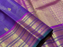 Purple with Pink Handwoven Pure Jari Vairaoosi with Buttas and Varisaipet Borders Kanjivaram Silk Saree Beauty