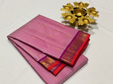 Lotus Pink with Vadamalli Purple Mallimoggu Buttas with Small borders Handwoven Pure Jari Kanjivaram Silk Saree Beauty