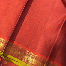 Deep Sapphire Blue with Burnt Orange Small Borders Handwoven Pure Jari Kanjivaram Silk Saree Beauty