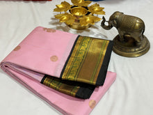 Soft Pink with Black Handwoven Pure Jari Korvai Kanjivaram Silk Saree Beauty
