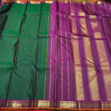 Bottle Green with Dark Wine Handwoven Pure Kanjivaram Silk Saree with beautiful borders rich pallu beauty