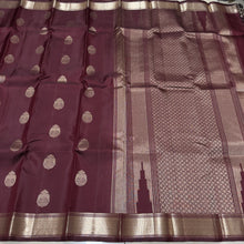 Sahana- Stunning Coffee Brown with Gold & Silver twisted pure Jari Handwoven Kanjivaram Silk with  Gandaberunda motifs woven body with seepu rekku beautiful borders rich pallu and self colored blouse