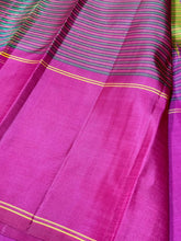 Vintage Inspired Multichecks Podikattam with Arakku Pallu Blouse with Striped Blouse Handwoven Pure Zariless Kanchipuram Silk Saree