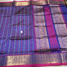 Light Royal Blue with Pink 1000 Buttas Handwoven Premium Pure Kanjivaram Silkcotton Saree Beauty