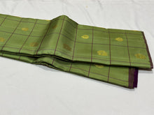 Pastel Green with Purple 1000 Buttas Borderless Handwoven Pure Jari Kanjivaram Silk Saree Beauty