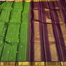 Emerald Green with Deep Maroon Buttas Handwoven Pure Jari Kanjivaram Silk Saree with rich seer pallu and contrast woven blouse beauty