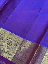 Sampanga Green with Violetish Purple Buttas Handwoven Pure Kanjivaram Silk Saree Beauty