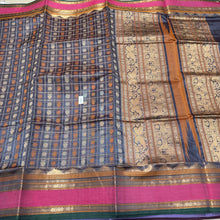 Intricate Grey with Pink 1000 Buttas Handwoven Premium Kanjivaram Silkcotton Saree Beauty Gandaberunda Mayil Chakram in different thread colors