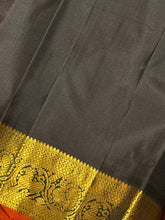 Beautiful Moss Green with Dark Kanchana Brown Handwoven Pure Jari Kanjivaram Silk Saree with beautifully woven borders rich pallu and contrast woven blouse beauty