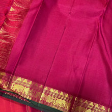 Dual tone Orange with Pinkish Red  Handwoven Pure Jari Kanjivaram Silk Saree with buttas woven body rich pallu and contrast woven blouse