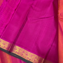 Nayaki- Gorgeous Orange with Pink Handwoven Pure Jari Kanjivaram Silknwith Green selvedges beautiful rich seer pallu and contrast woven pink blouse