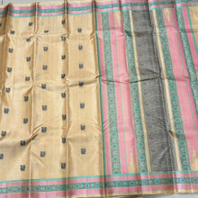 Gorgeous Creamish White With Buttas and Meenakari Borders Handwoven Pure Zariless Soft Kanjivaram Silk Saree Beauty