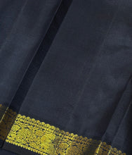 Vaibhogam- Mesmerizing Royal Azure Blue with Navy Blue Handwoven Pure 2g Jari Korvai Kanjivaram Silk with Buttas woven body with beautiful small intricate borders rich pallu and contrast navy blue blouse