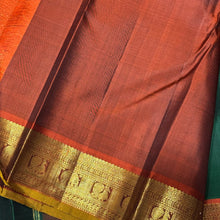 Emerald Green with Rust Buttas Handwoven Pure Jari Kanjivaram Silk Saree with rich borders pallu and contrast woven blouse beauty