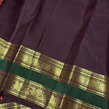 Sahana-Gorgeous Burnt Orange with Brown Buttas Handwoven Pure Jari Kanjivaram Silk with Rettapet Borders Rich Pallu and Contrast woven beautiful blouse