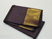 Dark Kanchana Brown with Gold Jari Oosi Kattam with Small buttis Handwoven Pure Jari Kanjivaram Silk Saree with rich borders pallu and self colored blouse