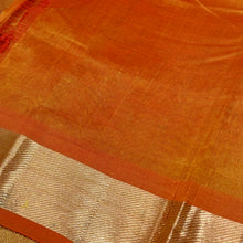 Purple with Orange Handwoven Pure Kanjivaram Silkcotton with Hand Pichwai Block Printed Saree Beauty