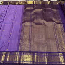 Sahana- Beautiful Lavendar with Purple Handwoven Pure Jari Kanjivaram Silk with beautiful buttas woven body rich borders gorgeous pallu and contrast woven blouse