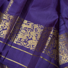 Sahana- Deep Aubergine with Gold Handwoven Pure Kanjivaram Silk with beautiful Vanasingaeam borders rich vanasingaram pallu and self blouse
