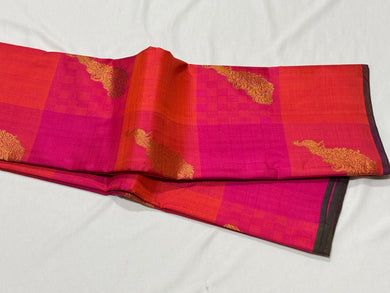 Unique Paidmadi Checks Multichecks with Peacock Buttas Handwoven Pure Jari Borderless Kanjivaram Silk Saree Beauty