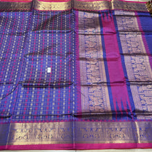 Light Royal Blue with Pink 1000 Buttas Handwoven Premium Pure Kanjivaram Silkcotton Saree Beauty