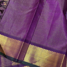 Beautiful Purple with Gold Handwoven Pure Vairaoosi Woven Kanjivaram Silk with Parrots woven beautiful lower borders with rich borders pallu and self colored blouse