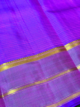 Rani Pink Purple Handwoven Pure Striped Light Weight Kanjivaram Silk Saree Beauty Striped borders