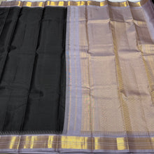 Black with Lavendar Korvai Handwoven Pure Kanjivaram Silk Saree Beauty