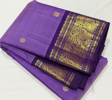 Sahana- Beautiful Lavendar with Purple Handwoven Pure Jari Kanjivaram Silk with beautiful buttas woven body rich borders gorgeous pallu and contrast woven blouse