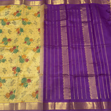 Pastel Sampanga Yellow Handwoven Pure Kanjivaram Silkcotton Handpichwai Block Printed Beauty