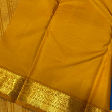 Peacock Blue with Golden Mustard Jari Oosi Kattam with Buttas Korvai Handwoven Pure Korvai Kanjivaram Silk Saree Beauty