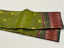 Olive Green with Deep Magenta Buttas Handwoven Pure Jari Kanjivaram Silk Saree with Varisaipet Borders beauty